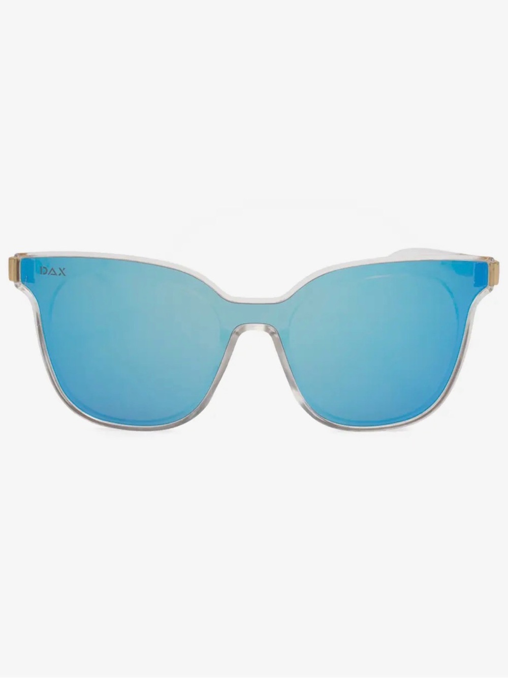 DAX Women's Clear Frame Sunglasses with Blue Mirrored Lenses